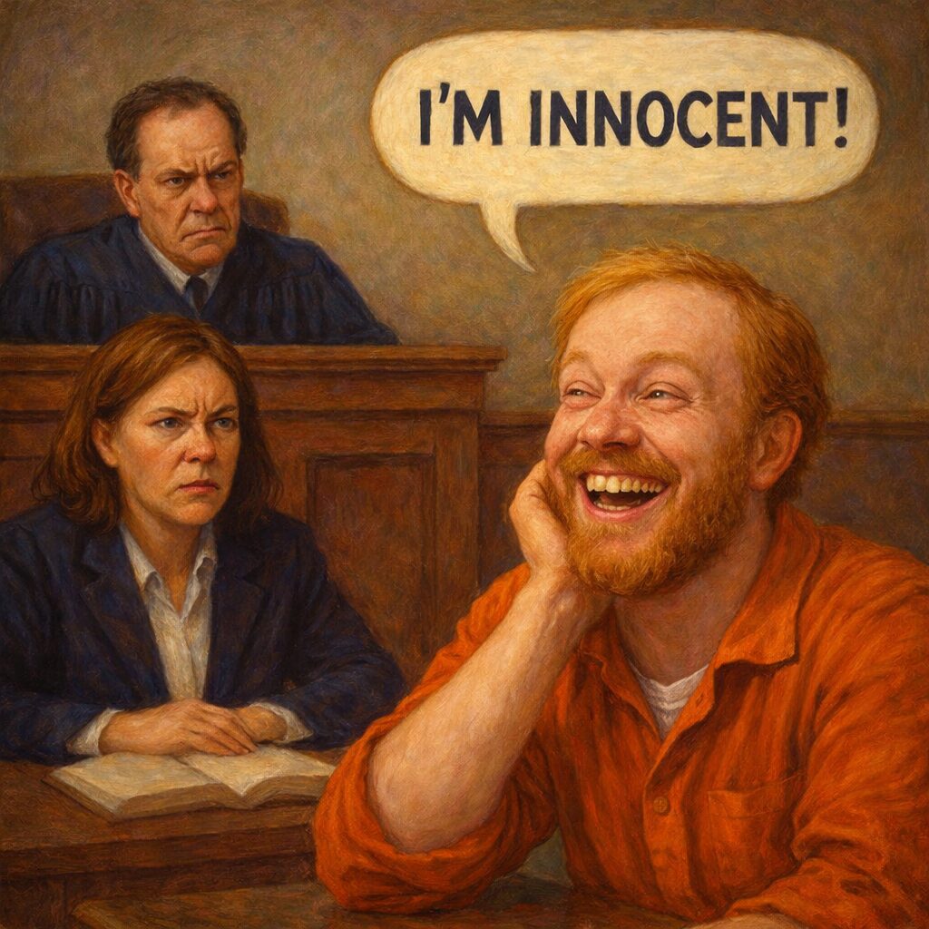 not luke wenke inmate orange jumpsuit courtroom smiling annoyed judge annoyed lawyer