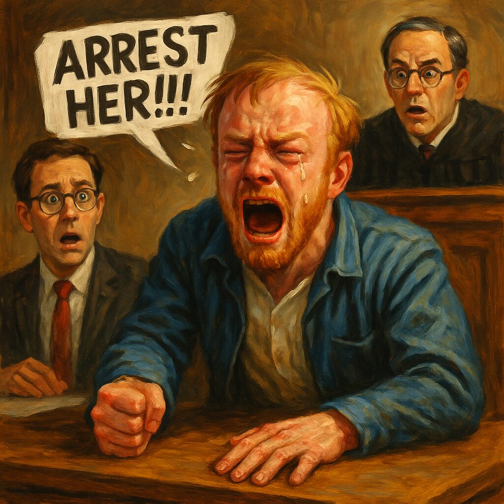 not luke wenke angry crying white man defendant demanding arrest shocked judge defense attorney
