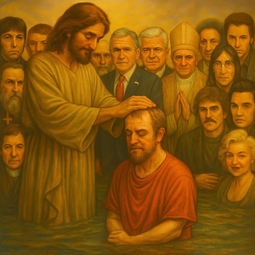 not luke wenke being baptized jesus john marilyn monroe lennon the pope george bush