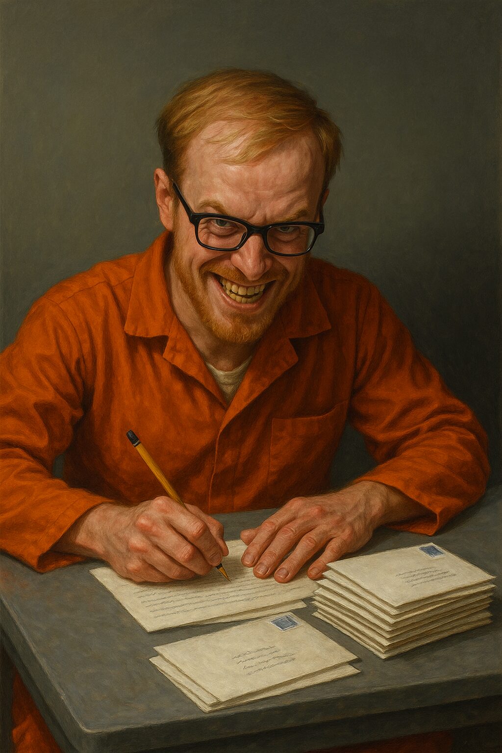 not luke wenke inmate detainee orange jumpsuit letter writing inmate white man